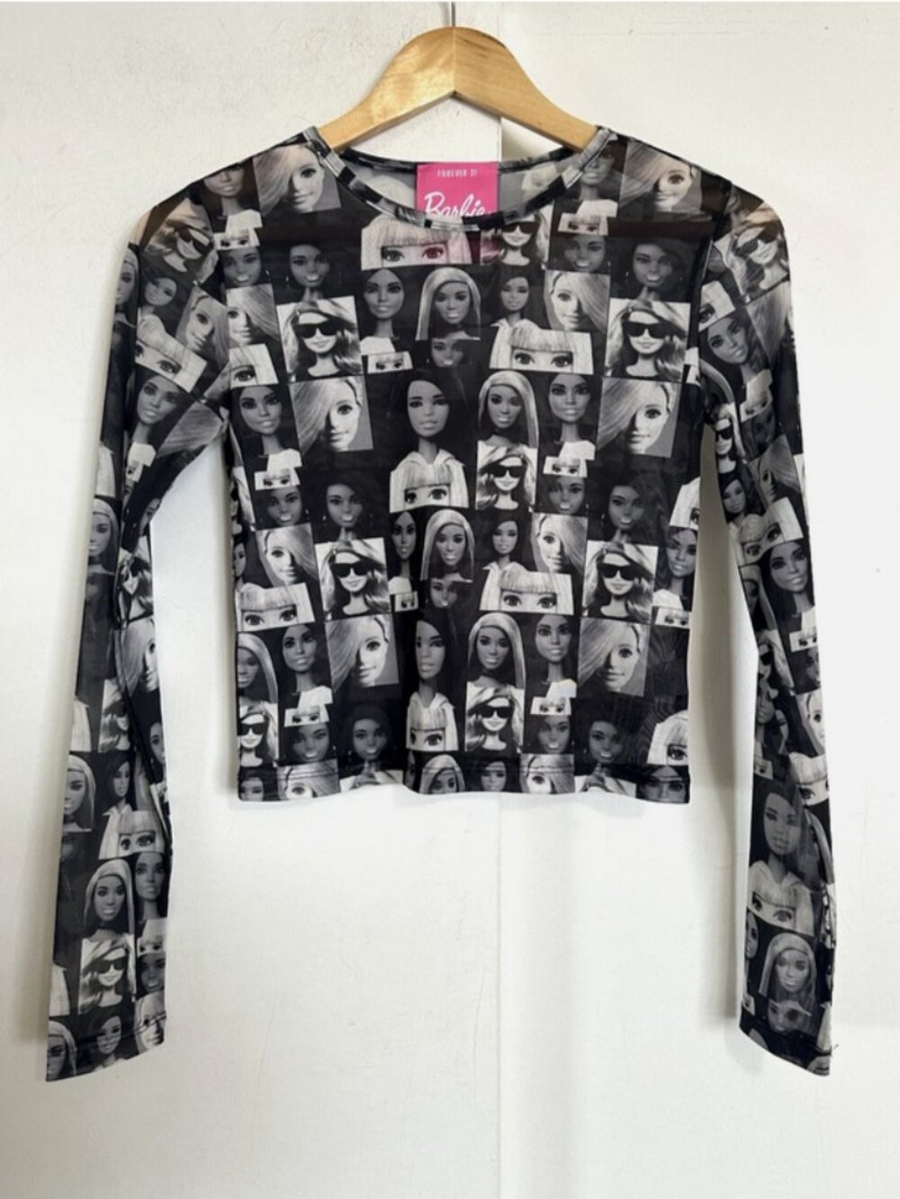 FOREVER 21 Barbie Matel Mesh Crop Top Size Small
